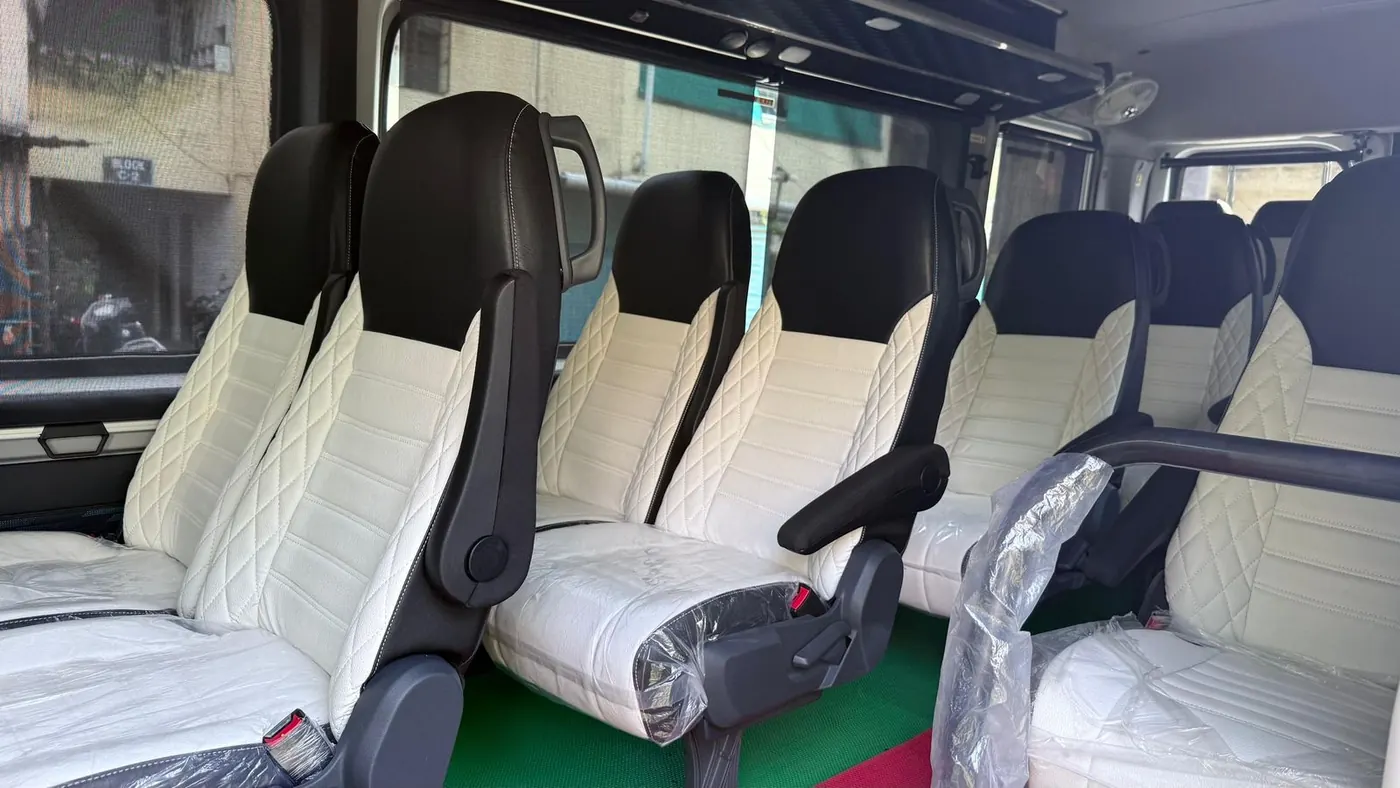 Force Urbania window seat with wide legroom interior - Force Urbania Indore rental